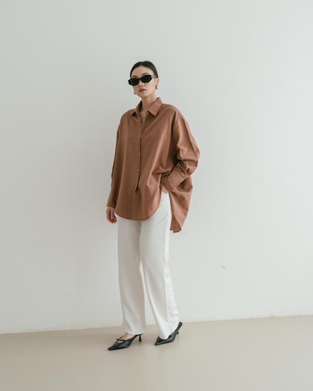 [Seminggu.rtw] Pocca Oversized Shirt / Atasan Wanita / Kemeja Lengan Panjang Wanita / Kemeja Linen / Kemeja Oversized 3
