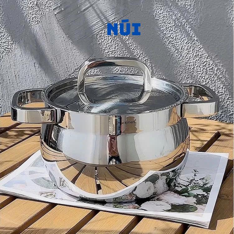 Nồi Canh Quai Vuông Chockmen inox cao cấp 18/10 Đúc liền khối 3 lớp size 18, 20, 24cm Dùng được mọi loại bếp