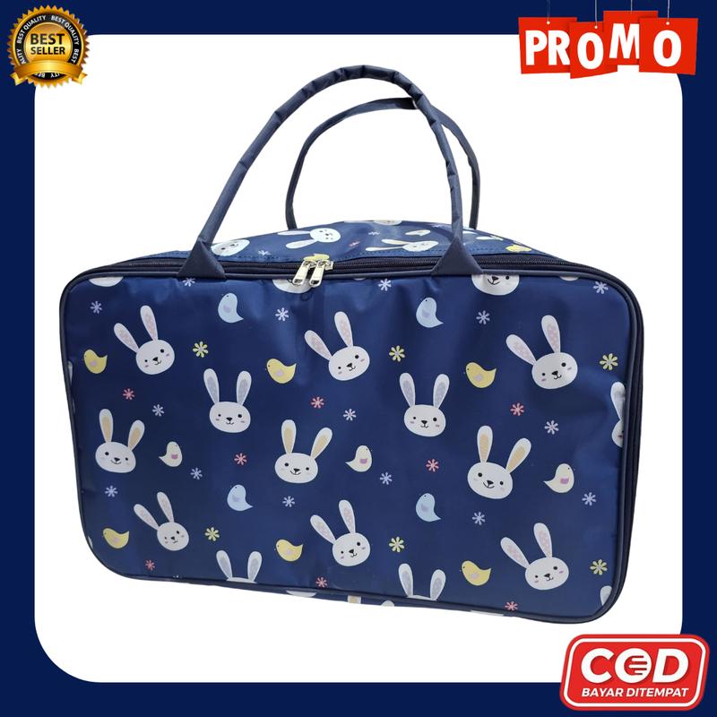 Travel Bag Tas Pakaian Tas Mudik Motif Ukuran Jumbo 50cm Pria Wanita - Kelinci Navy 4