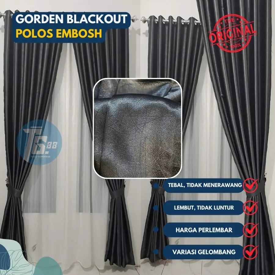 GORDEN JENDELA MINIMALIS BLACKOUT MERK BLUDRU IMPORT 6 GELEMBUNG 12 RING BAHAN TEBAL DAN LEMBUT CURTAIN