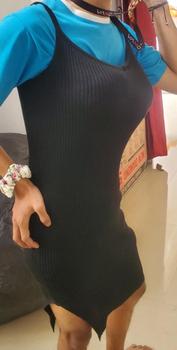 Product Review of One Set OOTD Wanita Kekinian Sweater Rajut Crop Silang + Dress Rayon Pendek Tali Kecil 058A from 🫧** 0