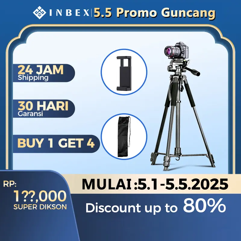 【K】【Beli 1 Gratis 4 】【COD】【24H shipping】INBEX IB2R Tripod Kamera DSLR Photography Tripot 170CM dengan Tas Portable+Phone holder+Bluetooth Remote