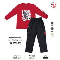 Gambar MAXIMO.CO Setelan Baju Kaos Anak Skater Kid Red & Celana Chino Kargo Panjang Katun 3 Warna untuk Usia 3-12 Tahun - Skater Kid Red + aktive kargo Hitam, Kaos M (4 thn) aktive kargo M (4-5 thn) dari Maximo Clothing Store Kab. Bandung 1 Tokopedia