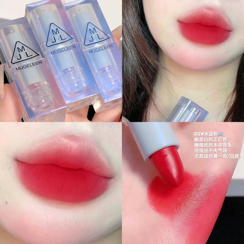 Product Introduction of Son Môi Không Thấm Nước, MUGE LEEN, Ống Màu Xanh Dương, Lì Không Dấu Vết, Trơn, Lì, Không Phai Màu, Thích Hợp Cho Học Sinh 18