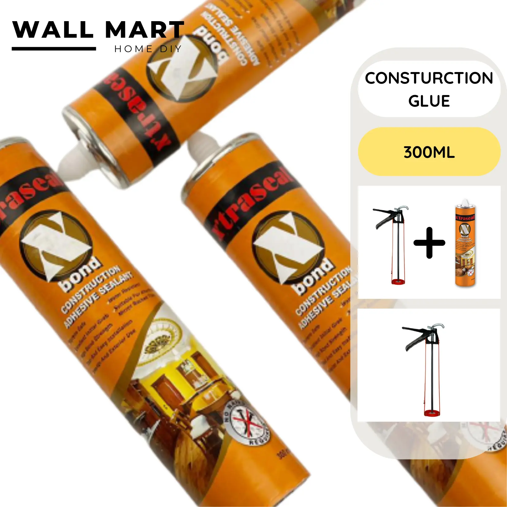 【Ready Stock】Xbond Construction Adhesive Sealant glue gun/construction glue/xbond glue/MDF board/Plywood/Wood/ 300ml