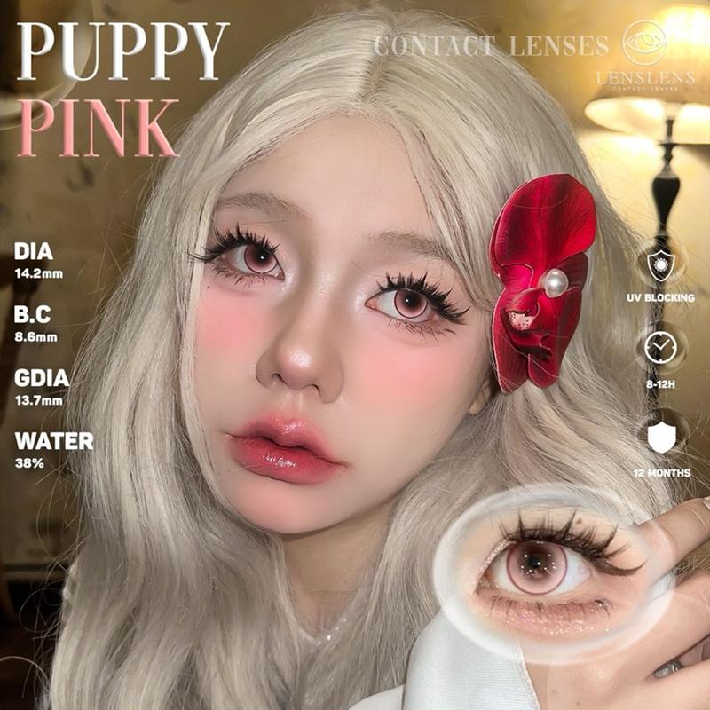 Lens Mắt Kính Áp Tròng Hồng Kem Sáng Puppy Pink [DIA 14.2 GDIA 13.7