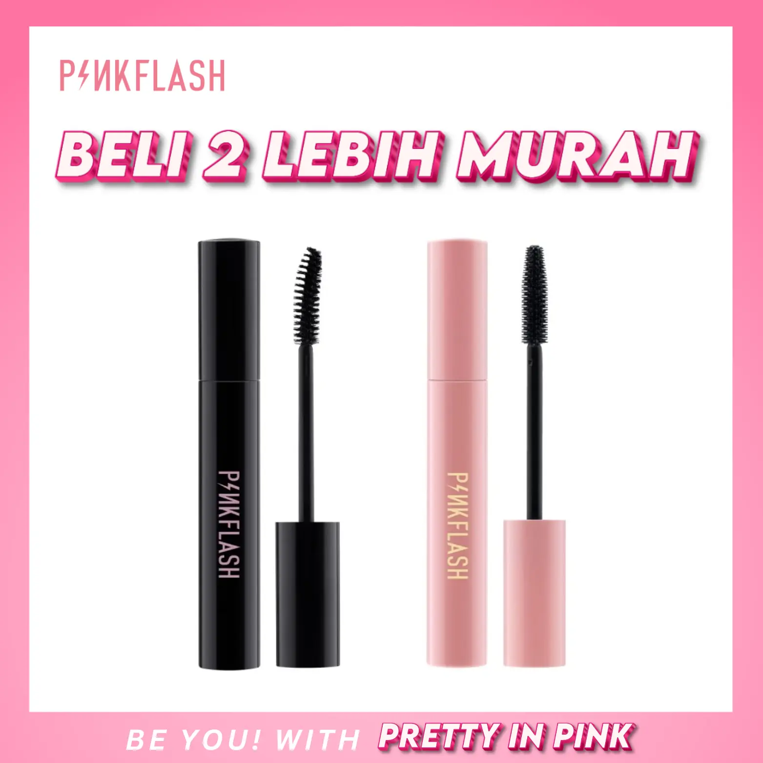 [5.5 PROMO] PINKFLASH Maskara Day & Night Lengthening Volume Waterproof Long-lasting Sweatproof Mascara Black PF-E08