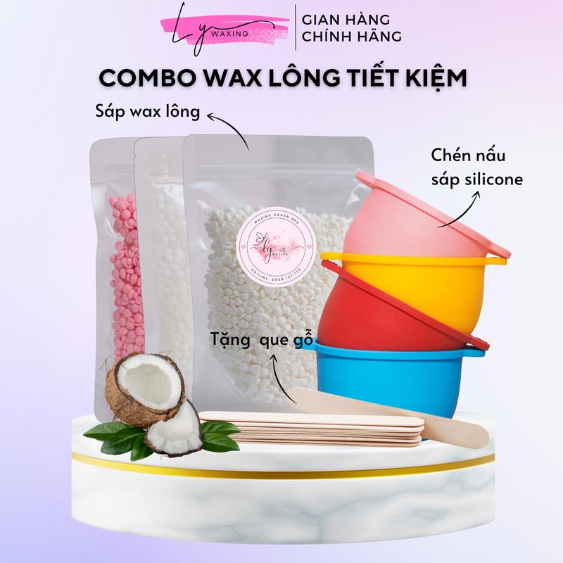 COMBO Chén Nấu Sáp Wax Lông Silicone Chuyên dụng + Sáp Wax Tẩy Lông LY WAXING…