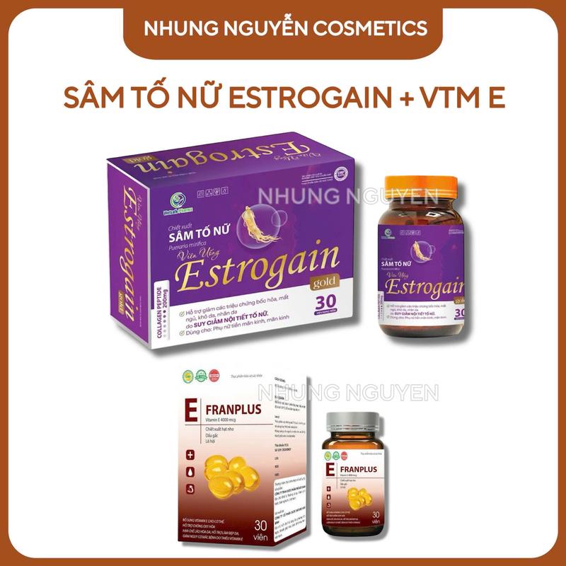   Mẫu Mới  Viên Uống Sâm Tố Nữ Estrogain Hỗ Trợ Sáng Đẹp Da Cải Thiện Nội Tiết - 1 Lọ 30 Viên - Thực phẩm chăm sóc sắc đẹp 