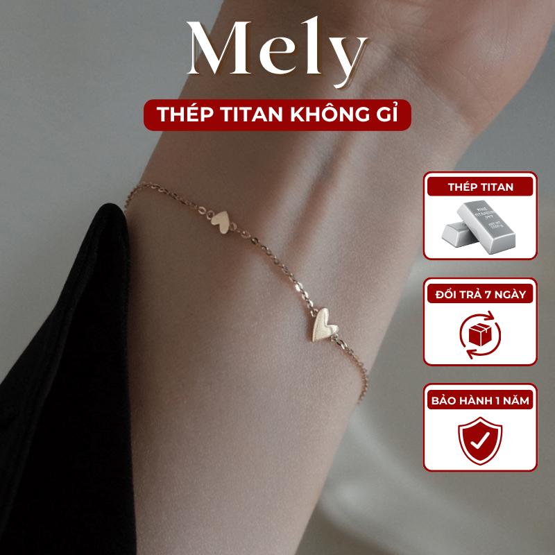 Vòng tay Thép Titan không gỉ hình tim sợi mỏng Phụ Kiện basic - Mely TT30