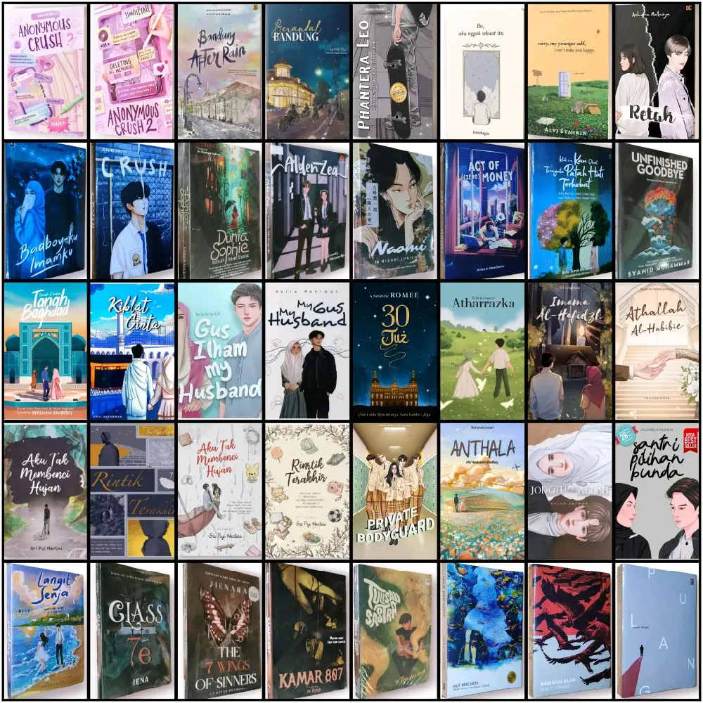 NOVEL REMAJA AKU TAK MEMBENCI HUJAN / SEPORSI MIE AYAM SEBELUM MATI / HI BERLIN 1998 / BACKSTREET SAMA KETUA BEM / RUMAH ALIE / LAUT BERCERITA / ANONYMOUS CRUSH / BADBOYKU IMAMKU / BANDUNG AFTER RAIN / BERANDAL BANDUNG / SANTRI PILIHAN BUNDA, DLL.