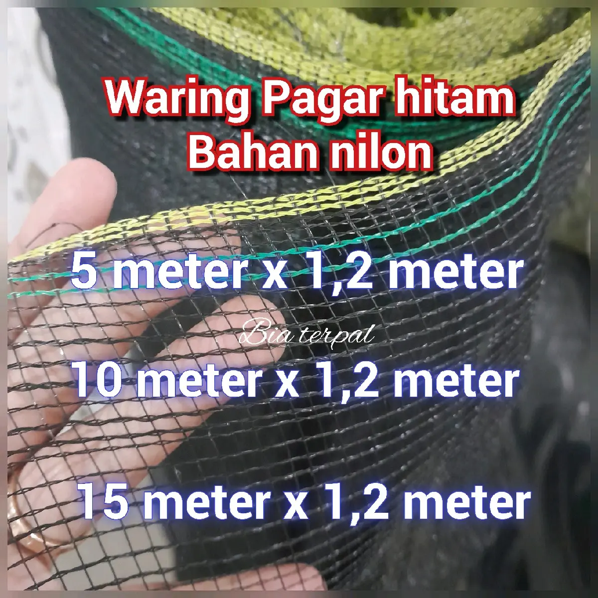 JARING PAGAR HITAM 5 meter, 10 meter, 15meter, 20 meter, 25 meter, 30 meter, 35 meter, 40 meter, 45 meter, 50 meter, 100 meter- Outdoor