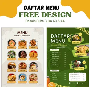 CETAK DAFTAR MENU MAKANAN MINUMAN LAMINATING BISA CUSTOM DAN FREE DESIGN Label
