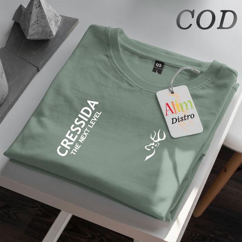 COD !!! Baju Kaos Distro Cressida Kirka Keren Text Putih Premium Quality Kaos Cotton Combed 30s Lengan Pendek T-Shrit Koas Unisex Pria/Wanita 3