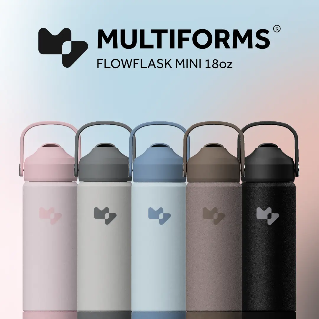 Multiforms 18oz Flowflask | Thermal Flask Water Bottle | Straw | Insulated Stainless Steel | Engrave