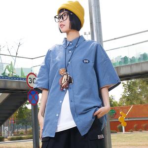 เสื้อเชิ้ตแขนสั้นลายทาง HEA Unisex พลัสไซส์ สไตล์สตรีท ชุดฤดูร้อน ดีไซน์ขายดี ทรงหลวม มาใหม่ เหมาะสำหรับเล่นกีฬา เสื้อเชิ้ตลายทางสีน้ำเงินเข้ม