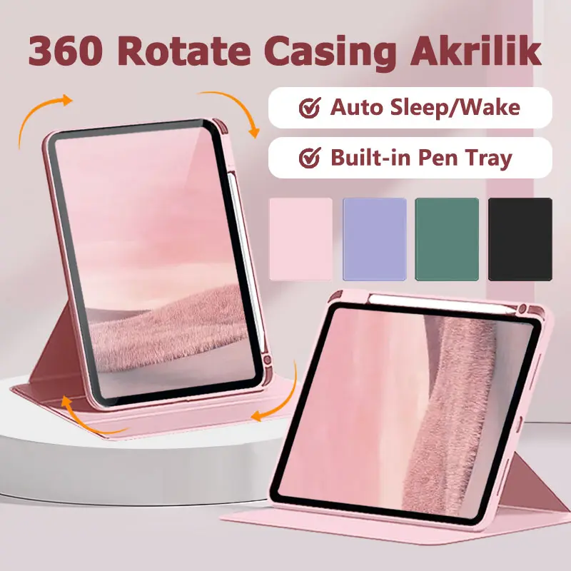 Smart Casing For iPad Gen 7/8/9/10/11/Pro11/Pro10.5 Air 5/4/3/6 360 Rotation With Pencil Holder Auto Wake/Sleep