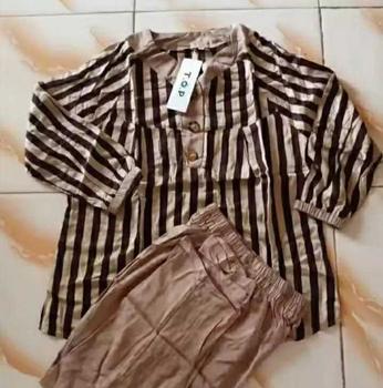 Product Review of SETELAN SALUR LD 110 120 130CM XL XXL SETELAN KATUN RAYON TWILL 116554 - SET MOTIF SALUR WANITA jumbo soft peach murah Baju Celana Kancing from B**e 0