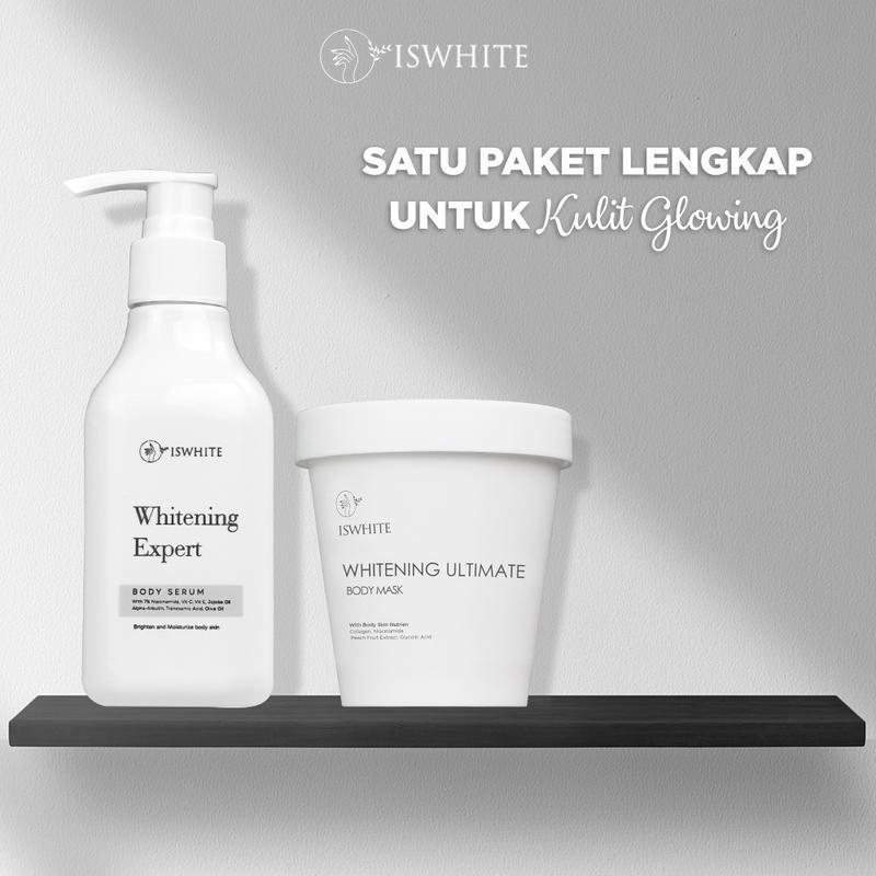 [GET FREE POUCH DAN SPATULA] ISWHITE Bodycare Glowing Package Body Mask Body Serum Pencerah Tubuh Lotion Peach Extract Niacinamide BPOM Mencerahkan 4