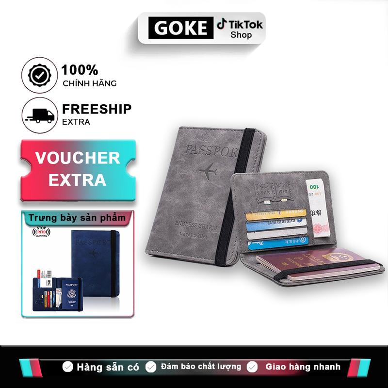 Goke Ví，Hộp đựng hộ chiếu, Thư mục, Chống trộm RFID, Kẹp thẻ, Túi tiền xu, Đa chức năng, Nhiều ngăn, Làm bằng da PU, Phong cách Cổ Điển và thời trang, Tiện lợi, Thích hợp cho hộ chiếu