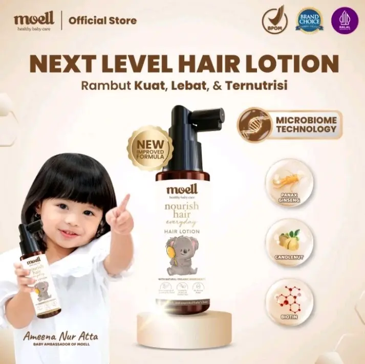 Moell Hair Lotion _ Perawatan Rambut Bayi _ Moell Nourish Everday Hair Lotion