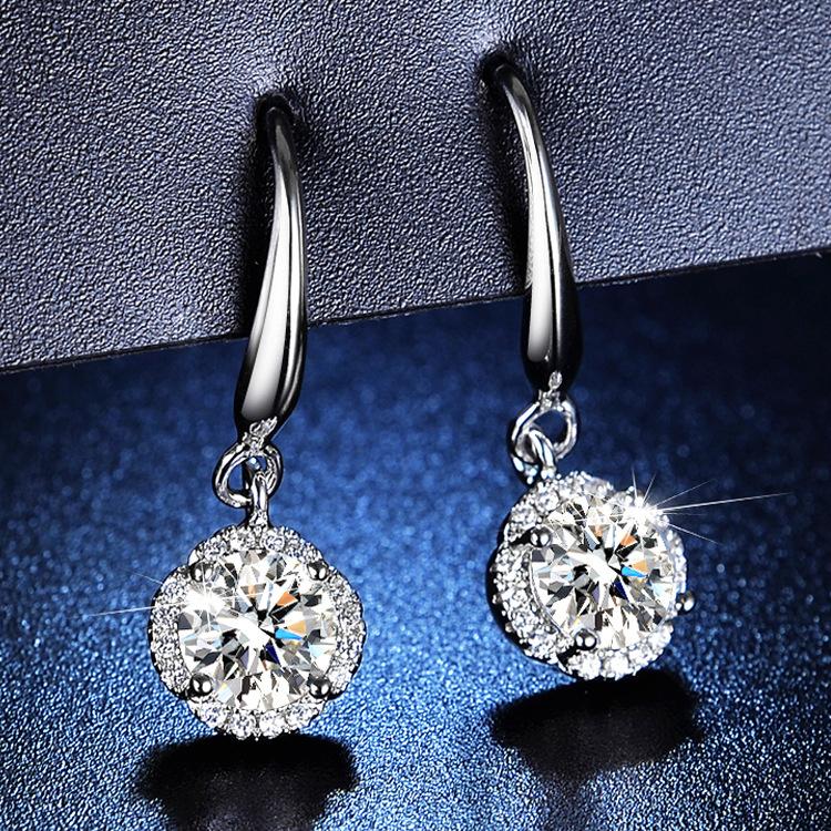 925 Anting Kancing Bulat Klasik Modis Jarum Perak Jarum Perak 0