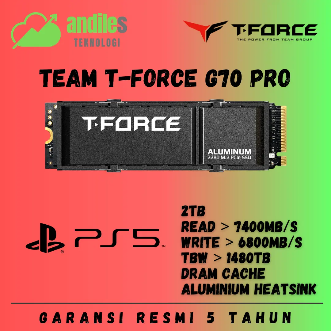 TEAM G70 PRO 2TB HEATSINK - TEAM G70 PRO 2TB GRAPHENE - SSD PS5 2TB - Garansi Resmi