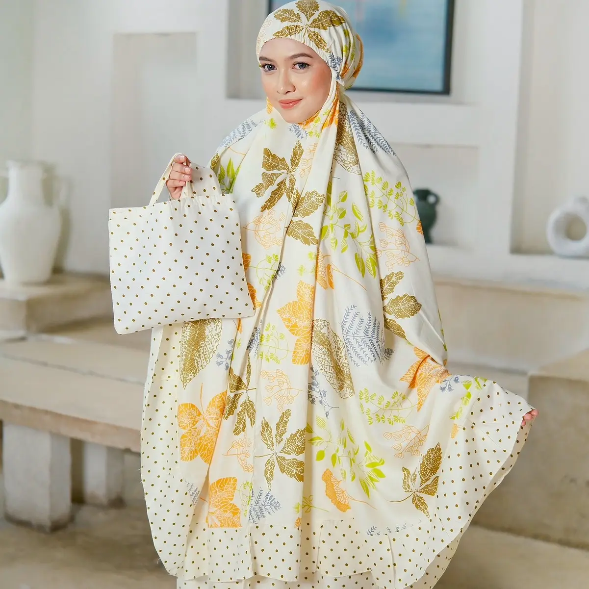 mukenah cantik dewasa kekinian motif ammena dasaran putih size jumbo katun rayon bali halya shop Mewah