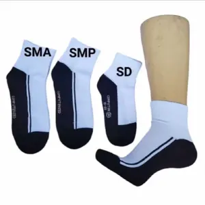 6 PASANG KAOS KAKI SEKOLAH PENDEK DIATAS MATA KAKI WARNA PUTIH HITAM / KAOS KAKI Katun Sport Semata kaki 3/4 UKURAN SD SMP SMA Tebal