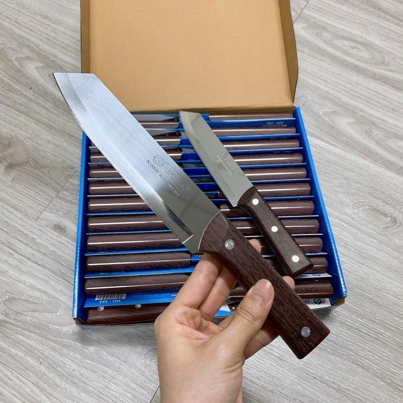 Dao thái thịt ASAKH cán VÂN gỗ siêu sắc, dao gọt hoa quả chất liệu thép không…