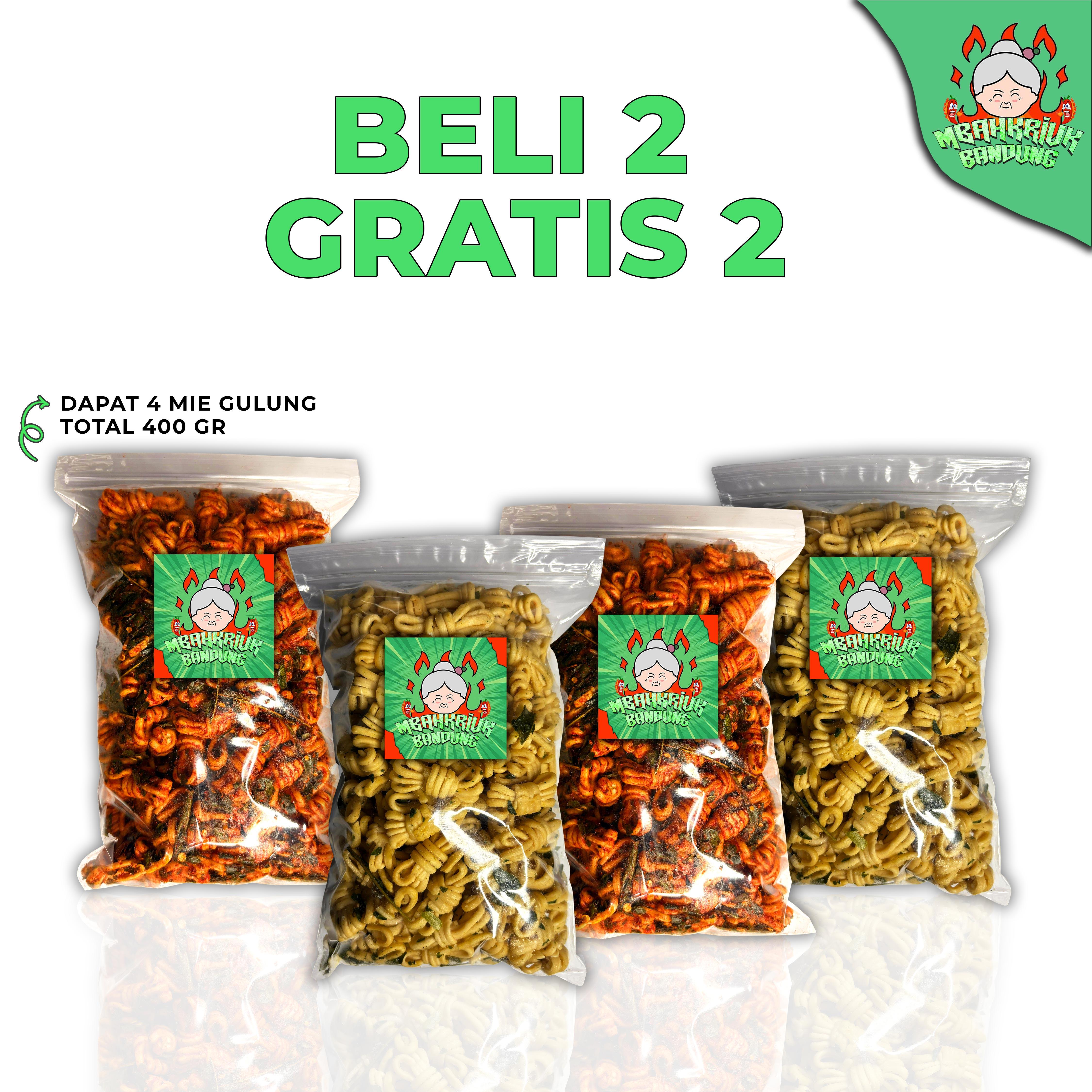 MBAHKRIUK - Beli 2 Gratis 2 MIE GULUNG 400 Gram Mielung Pedas Gurih Daun Jeruk Bumbu Melimpah MBAHKRIUK - Beli 2 Gratis 2 MIE GULUNG 400 Gram Mielung Pedas Gurih Daun Jeruk Bumbu Melimpah