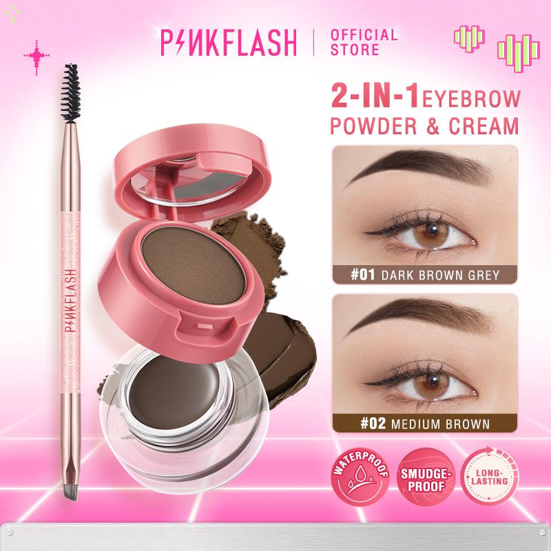 Kem kẻ lông mày Pinkflash hiệu ứng 2 trong 1 + [Free Gift] bàn chải lông mày 1pcs