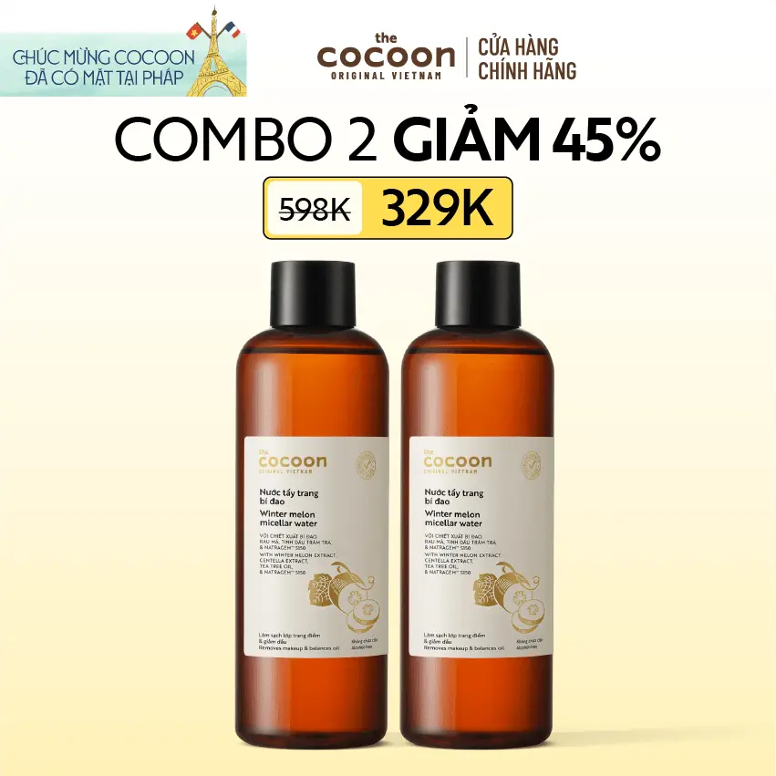 Combo 2 Bigsize - Nước tẩy trang bí đao Cocoon tẩy sạch makeup & giảm dầu 500ml | BigBuy360 - bigbuy360.vn
