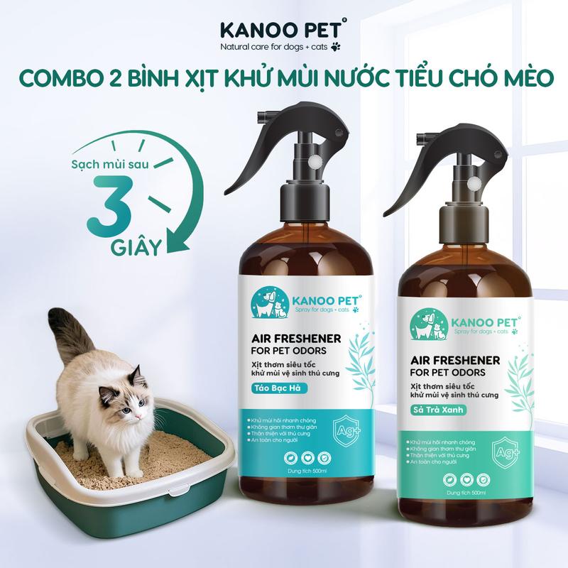 Combo 2 chai Xịt Khử Mùi Nước Tiểu Chó Mèo - Giúp Làm Thơm Khử Sạch Mùi Hôi Khai Chậu Cát Chuồng Trại