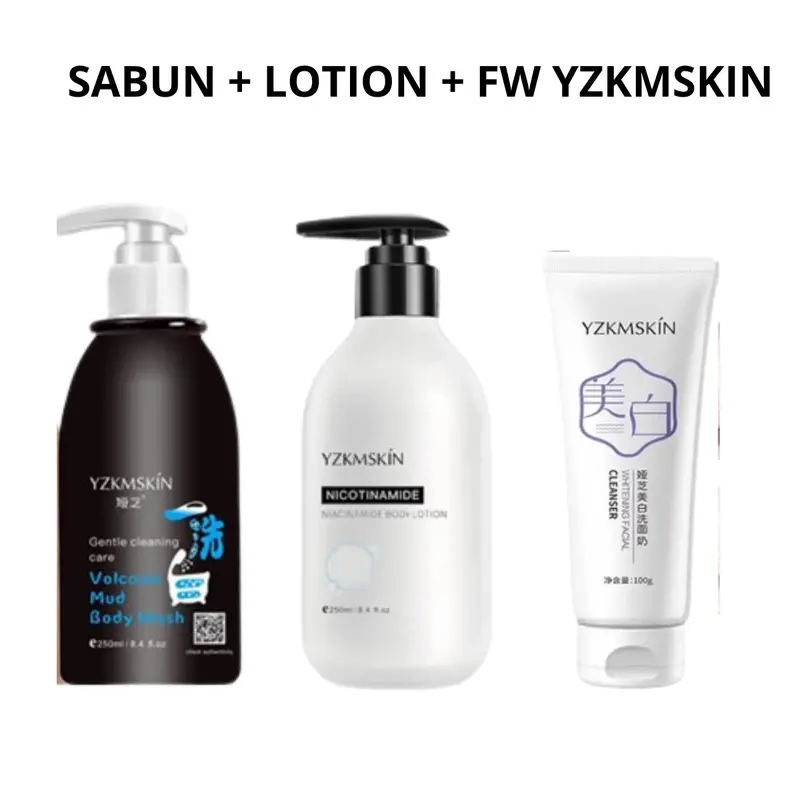 Paket 3 Pcs YZKMSKIN Body Wash dan Body Lotion serta Facial Wash - Wajah, Pencerah 1
