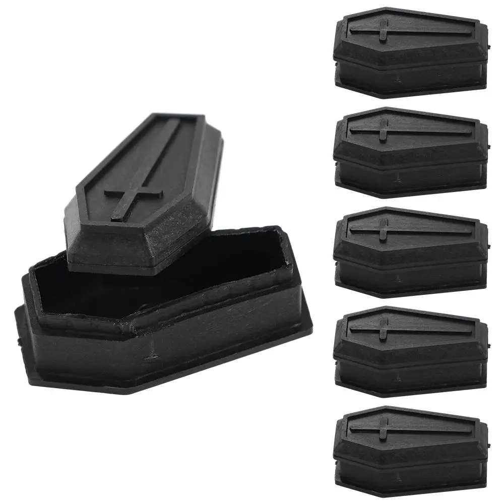 Practical Joke Candy Container Halloween Coffin Box Removable Plastics Halloween Coffin Model with Lids Black Bar