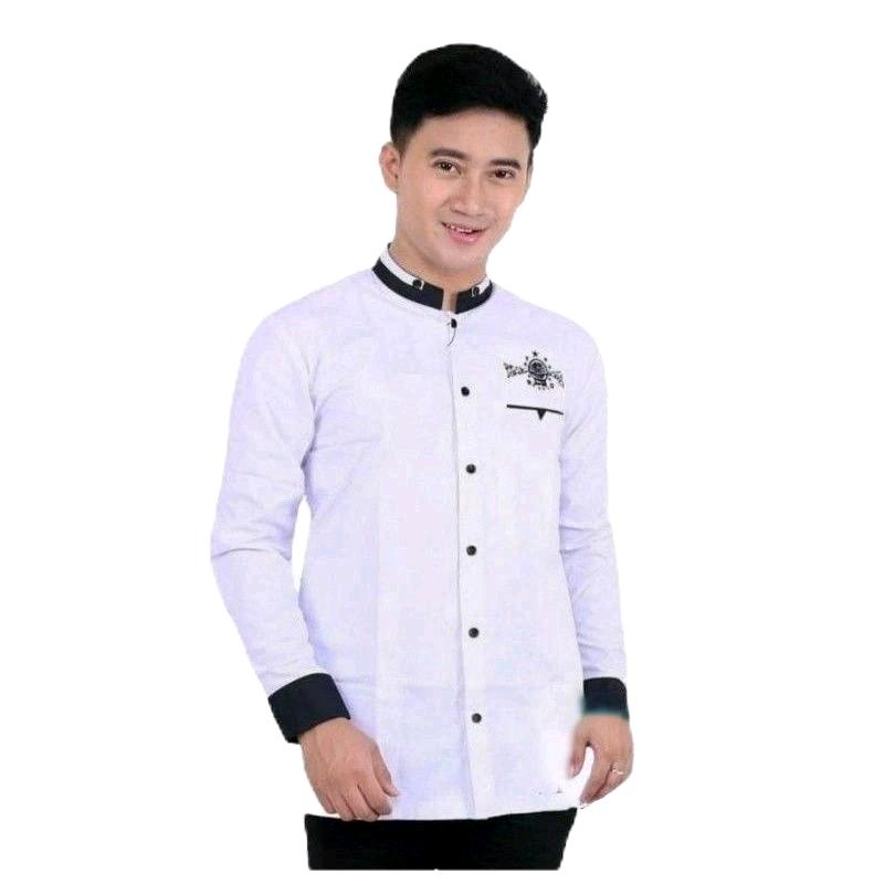 Baju Koko NU  Pria Dewasa Lengan Panjang Bahan Toyobo Seragam Formal Hijau Hitam Manset lengan  Pendek Putih  Katun Muslim Nyaman Keren 2