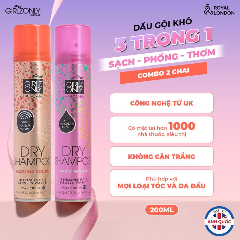 BỘ ĐÔI DẦU GỘI KHÔ GIRLZ ONLY 200ML hỗ trợ phồng tóc Women