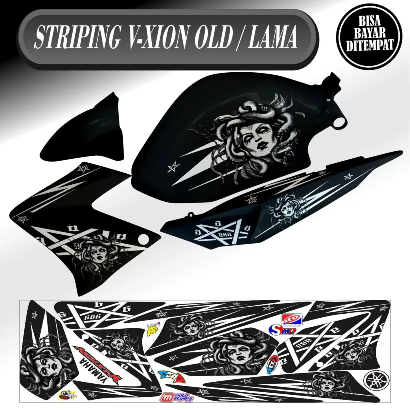 Set Striping Variasi Vixion Lama Motif Medusa Vinyls Motorcycle