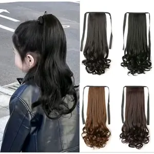 Rambut Wig Ekor Kuda Ponytail Ikat Curly Keriting Ponytail - Pilihan Warna Hitam, Coklat Tua, Coklat Muda, dan Blonde