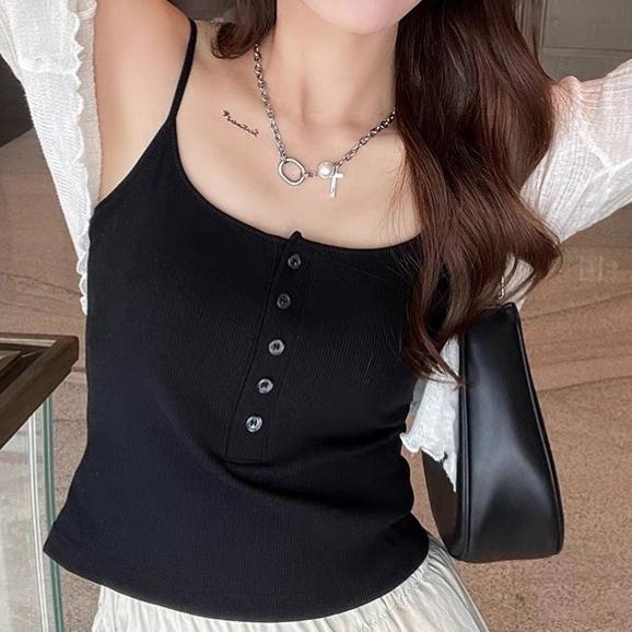 Tank Top Bra Wanita Busa Dalaman Kancing Korean Style 1