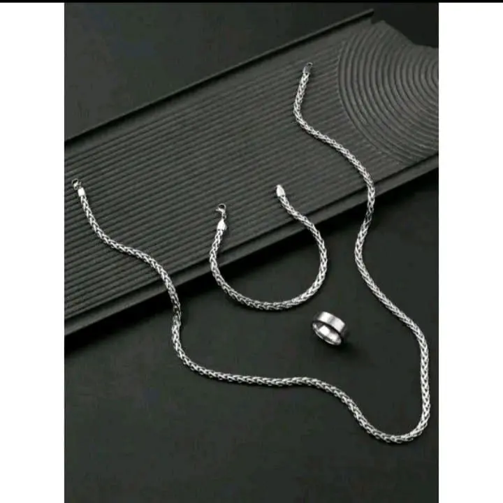 (Bonus Cincin Polos)Kalung dan Gelang Titanium Model Tulang Naga Silver Anti Karat Anti Luntur untuk Pria dan Wanita Terbaru Termurah Elegan