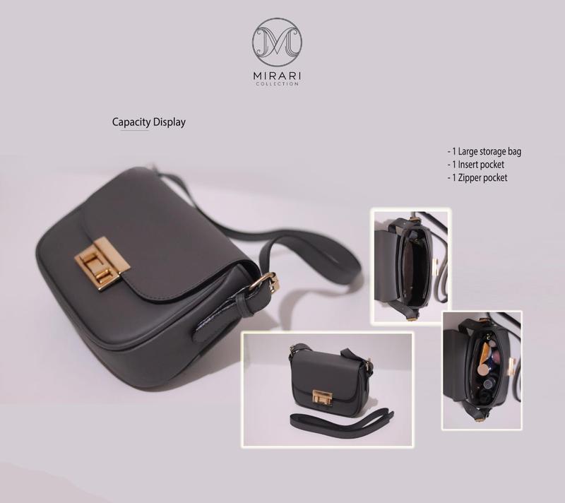 Tas Selempang Bahu Wanita Mirari Collection Kulit Sintetis Polos - Desain Modern dengan Aksen Gold 5