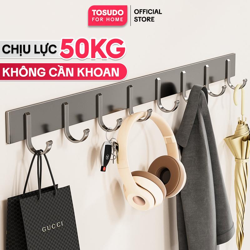 Móc treo gắn tường TOSUDO FOR HOME siêu chắc treo đồ đa năng chịu lực 50kg chất liệu Thép carbon đi kèm keo dán ốc vít