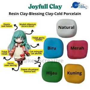 Cold porcelain (100gr) + air dry + joyfull clay +Resin clay+ blessing clay + tanpa oven