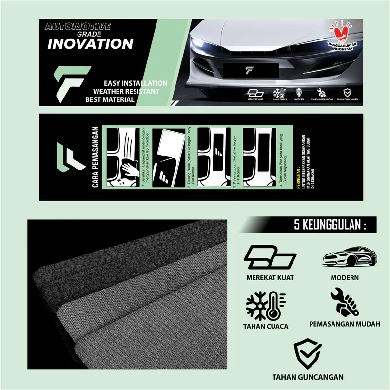 Dudukan Plat Nomor Mobil Frame Plat Frameless Plate (Clean Look) - Varian PANJANG - Car, Accessories 4