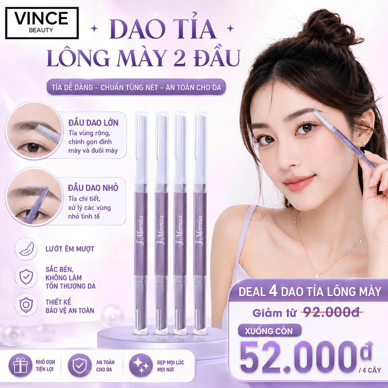 Dao Tỉa Lông Mày 2 Đầu J-Mornics Chính Hãng, Dao 2 Lưỡi Không Rỉ, Tiện Lợi Dễ…