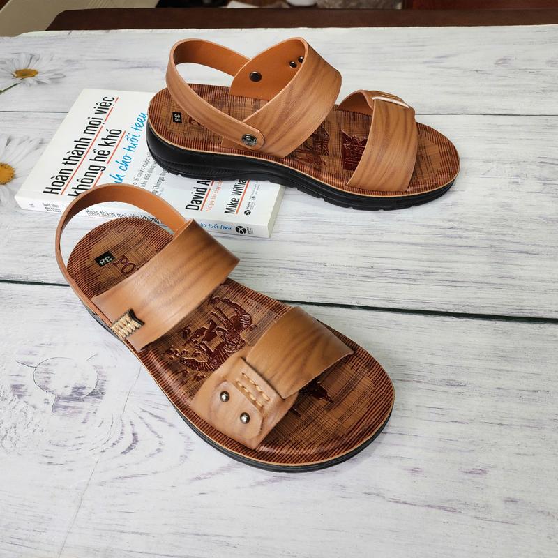 Giá Gốc Dép Da Nam Cao Cấp Tăng Chiều Cao 3cm Dép Quái Hậu Đế Cao Su Đúc Nguyên Khối Cao Cấp. Mã 2 Quai