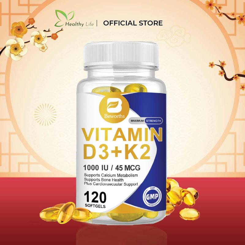 Viên uống BEWORTHS Vitamin D3K2 hữu cơ giúp tăng cường hấp thụ canxi tốt cho sức khỏe xương và khớp tăng cường hệ miễn dịch hỗ trợ sức khỏe tim mạch