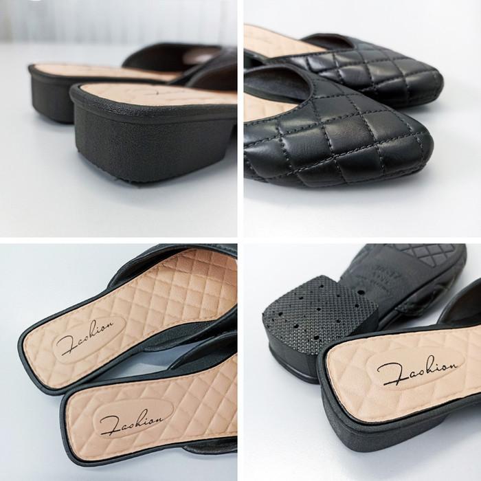 Murah Az Sandal Jelly Wanita Model Flat Low Heels Motif Kotak Simpel Fashion NON COD 4